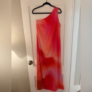 Baobab Coralina One-Shoulder Gradient Pink and Orange Maxi Dress